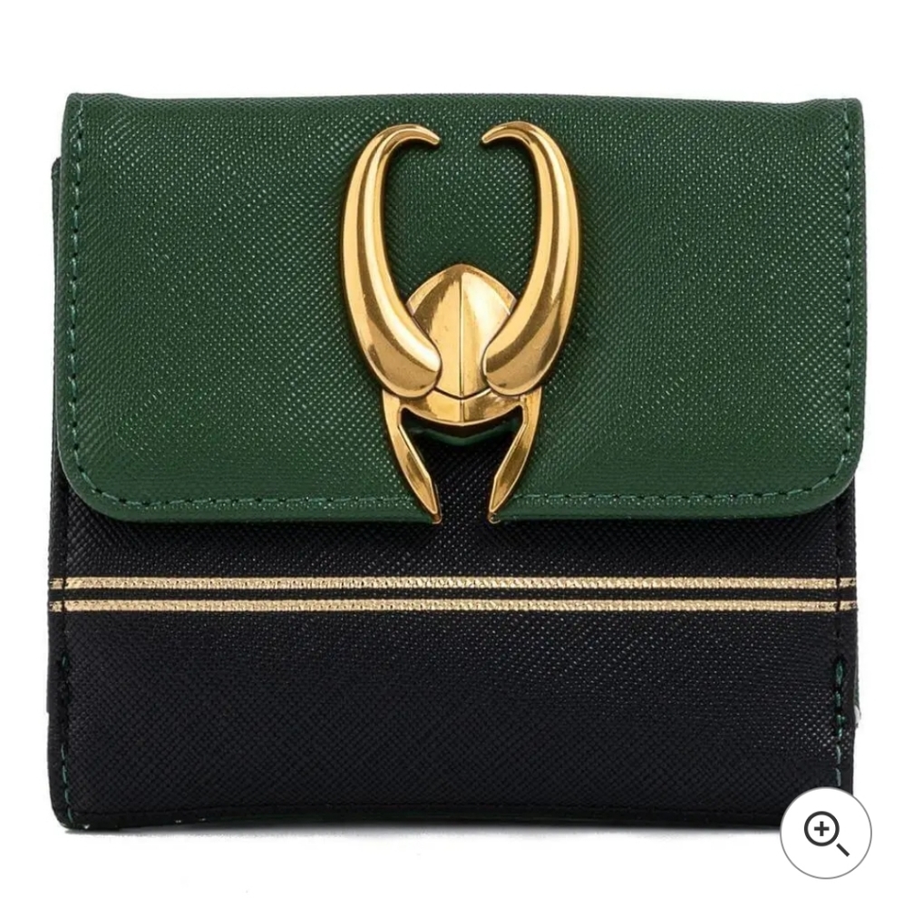 Loungefly Green and Black Wallet with Gold-Tone Accents